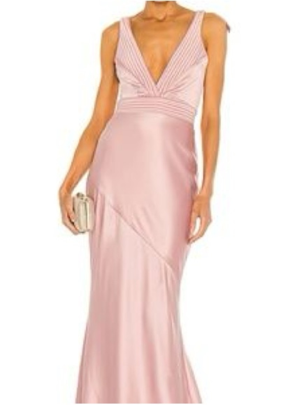 Zhivago Sleeveless Blush Pink Satin V-Neck Evening Gown - Picture 4 of 7